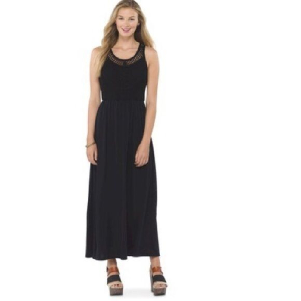 Black Crochet Top Maxi Long Dress